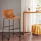 Taburete bar Burgos de cuero y metal industrial 65 cm - Miniatura 1