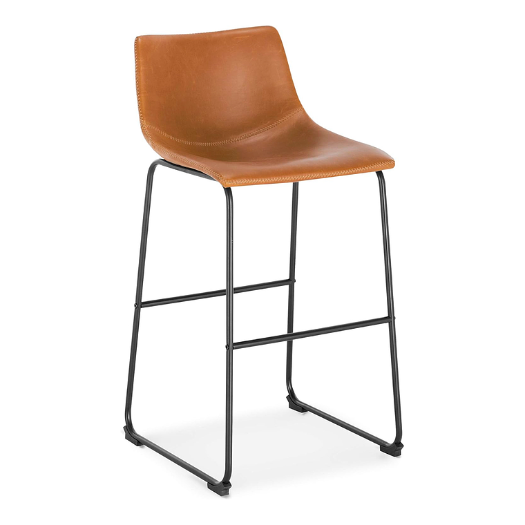 Taburete bar Burgos de cuero y metal industrial 65 cm 3