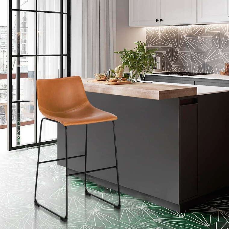 Taburete bar Burgos de cuero y metal industrial 65 cm 4