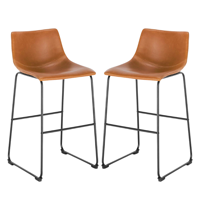 Pack 2 Taburetes bar Burgos de cuero y metal industrial 65 cm 1