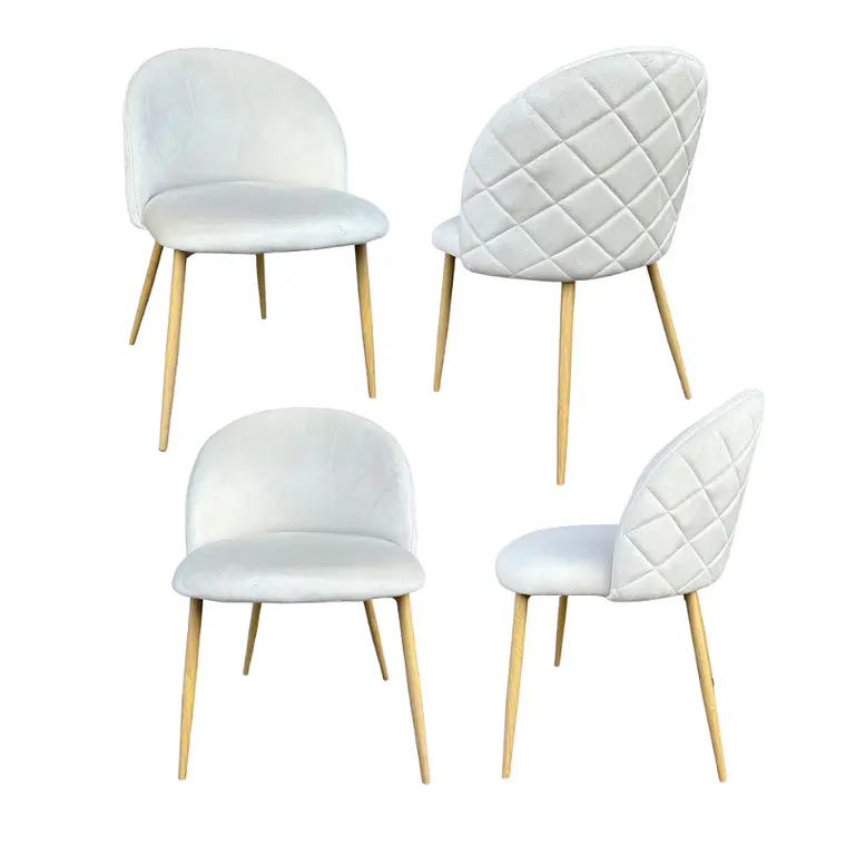 Comedor Bonn redondo blanco 100 cm con 4 Sillas Breda Velvet 7