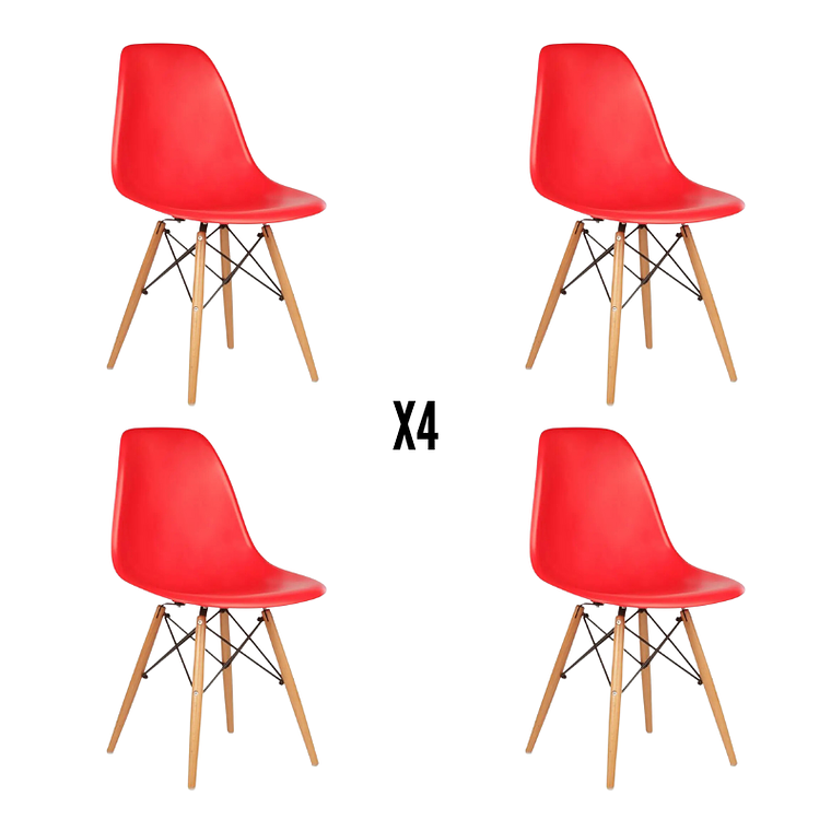 Comedor Siena redondo negro 100 cm con 4 Sillas Eames 6