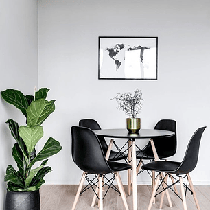 Comedor Argel redondo negro 100 cm con 4 Sillas Eames