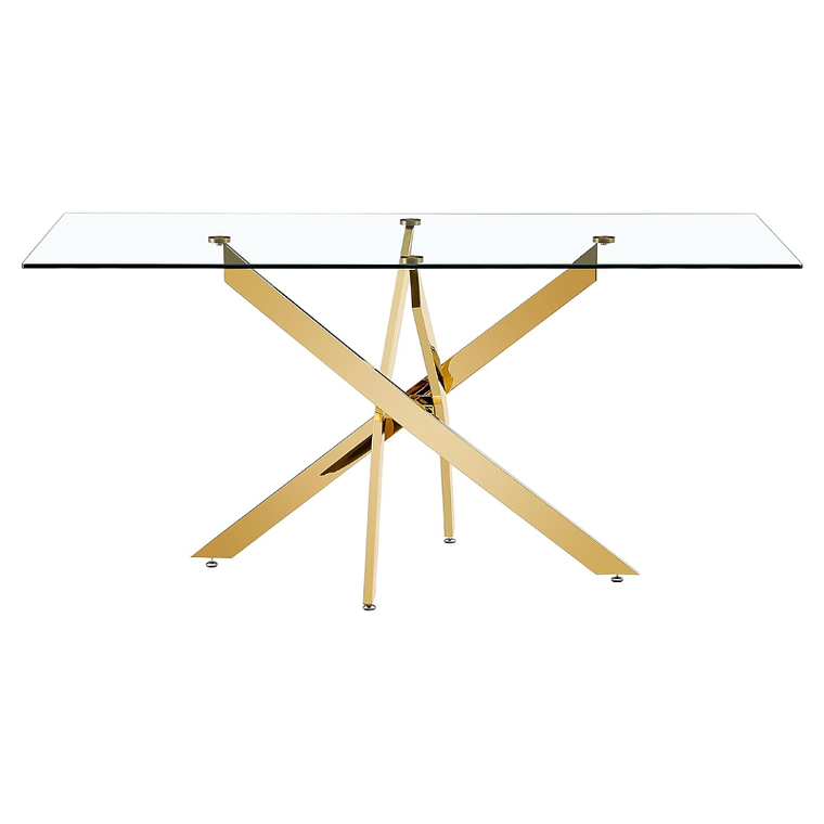 Comedor Emiratos Gold rectangular 140x80 cm con 4 Sillas Breda Gold Velvet 8