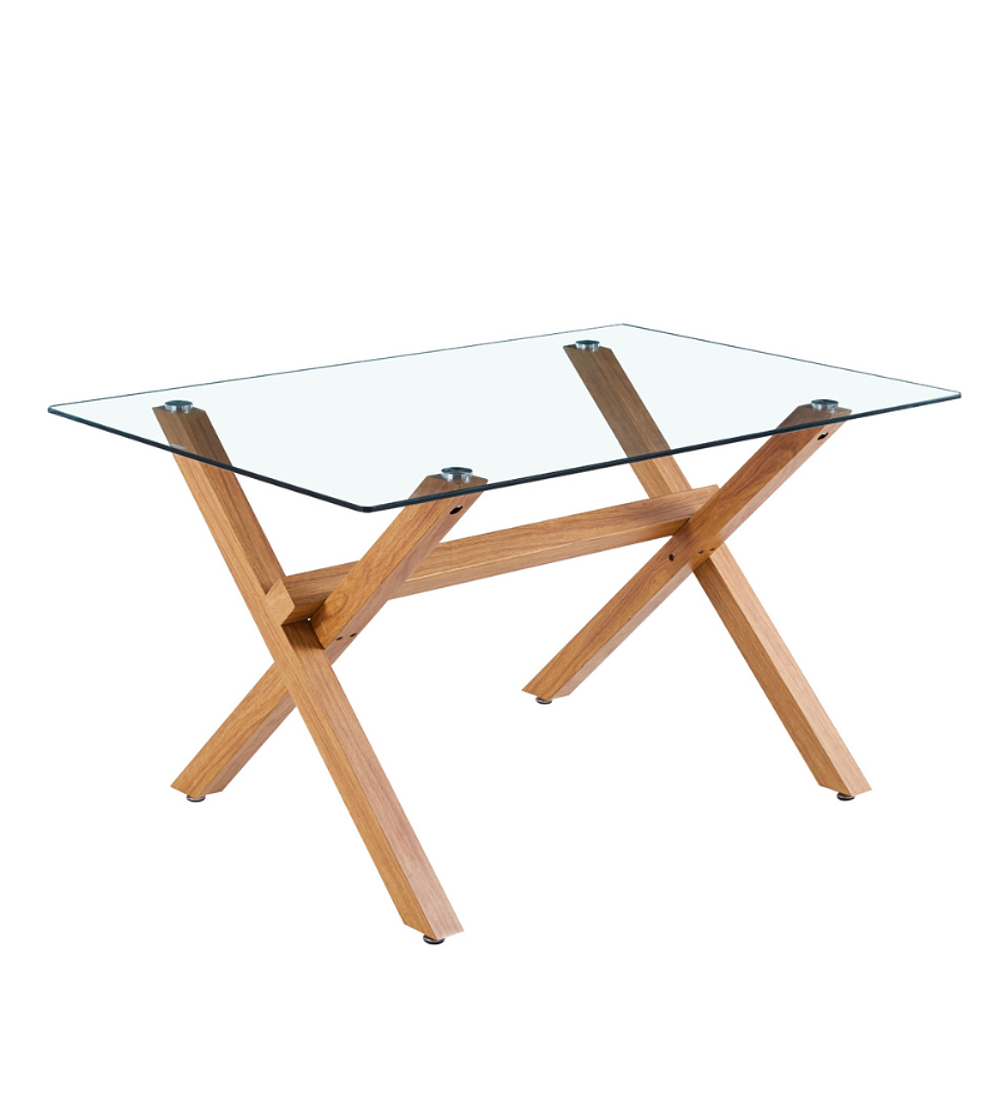 Comedor Chester rectangular vidrio 130x80 cm con 4 Sillas Recife