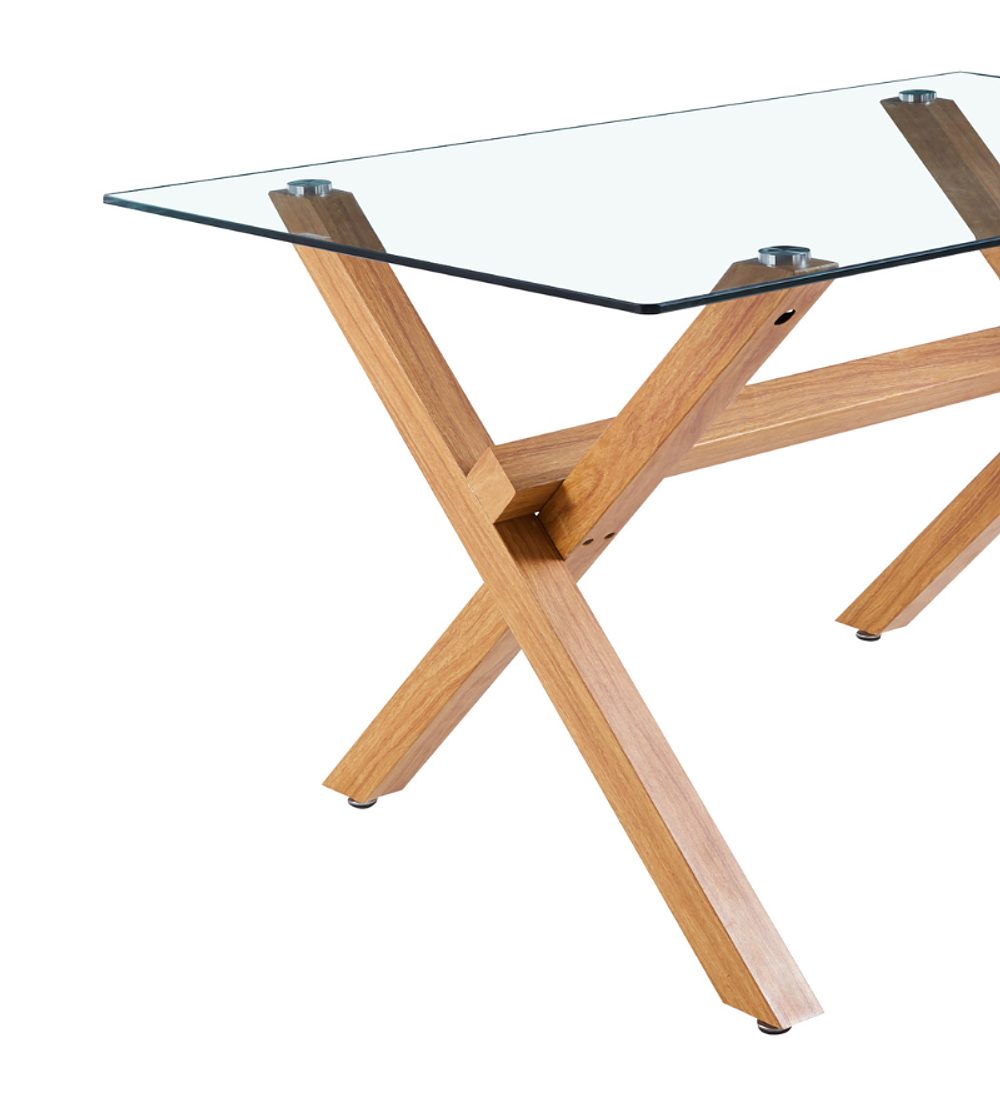 Comedor Chester rectangular vidrio 130x80 cm con 4 Sillas Recife