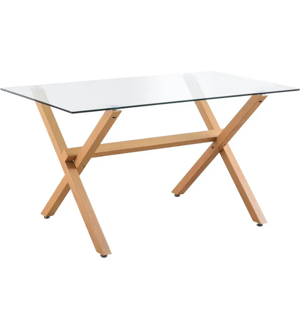 Comedor Hamar rectangular vidrio 130x80 cm con 6 Sillas Radar Velvet