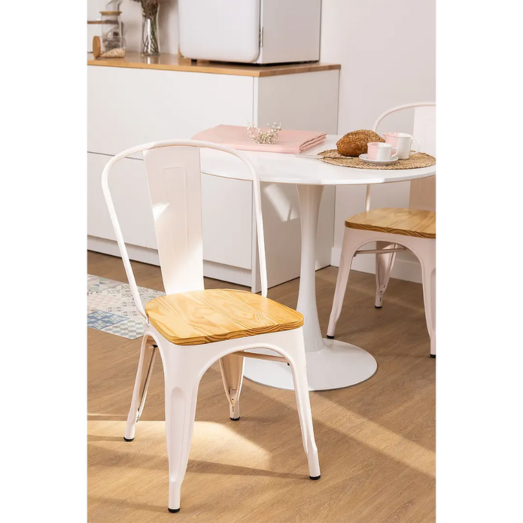 Silla Tolix con asiento madera clara 6