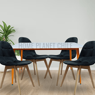 Comedor Mármol rectangular 160x90 cm con 4 Sillas Buckle Velvet