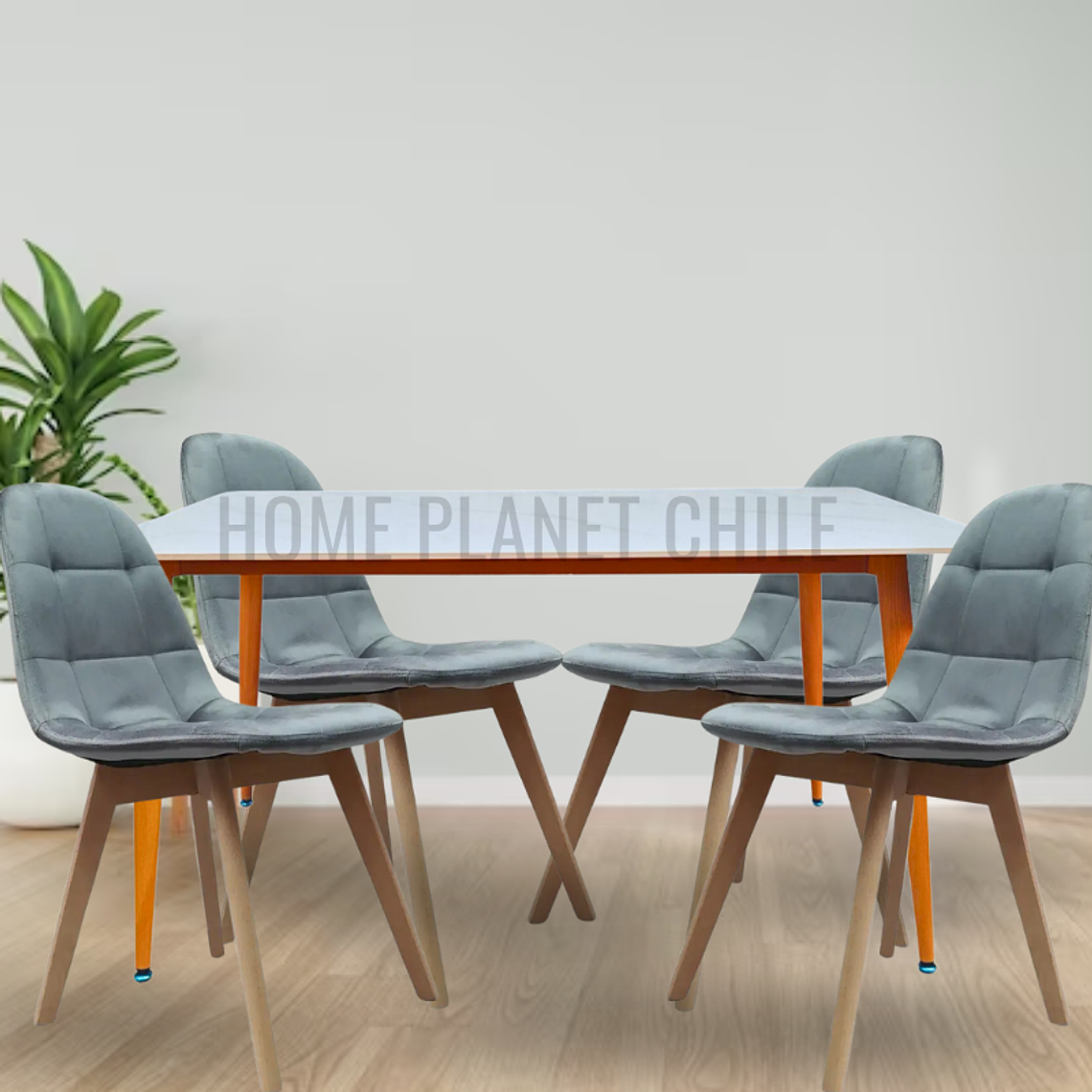 Comedor Mármol rectangular 160x90 cm con 4 Sillas Buckle Velvet 3