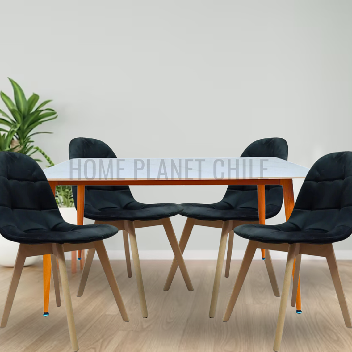 Comedor Mármol rectangular 140x80 cm con 4 Sillas Buckle Velvet 3