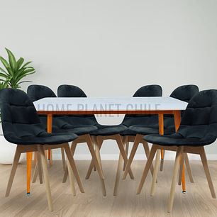 Comedor Mármol rectangular 140x80 cm con 6 Sillas Buckle Velvet