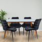Comedor Mármol rectangular 160x90 cm con 4 Sillas Capitone Black - Miniatura 3
