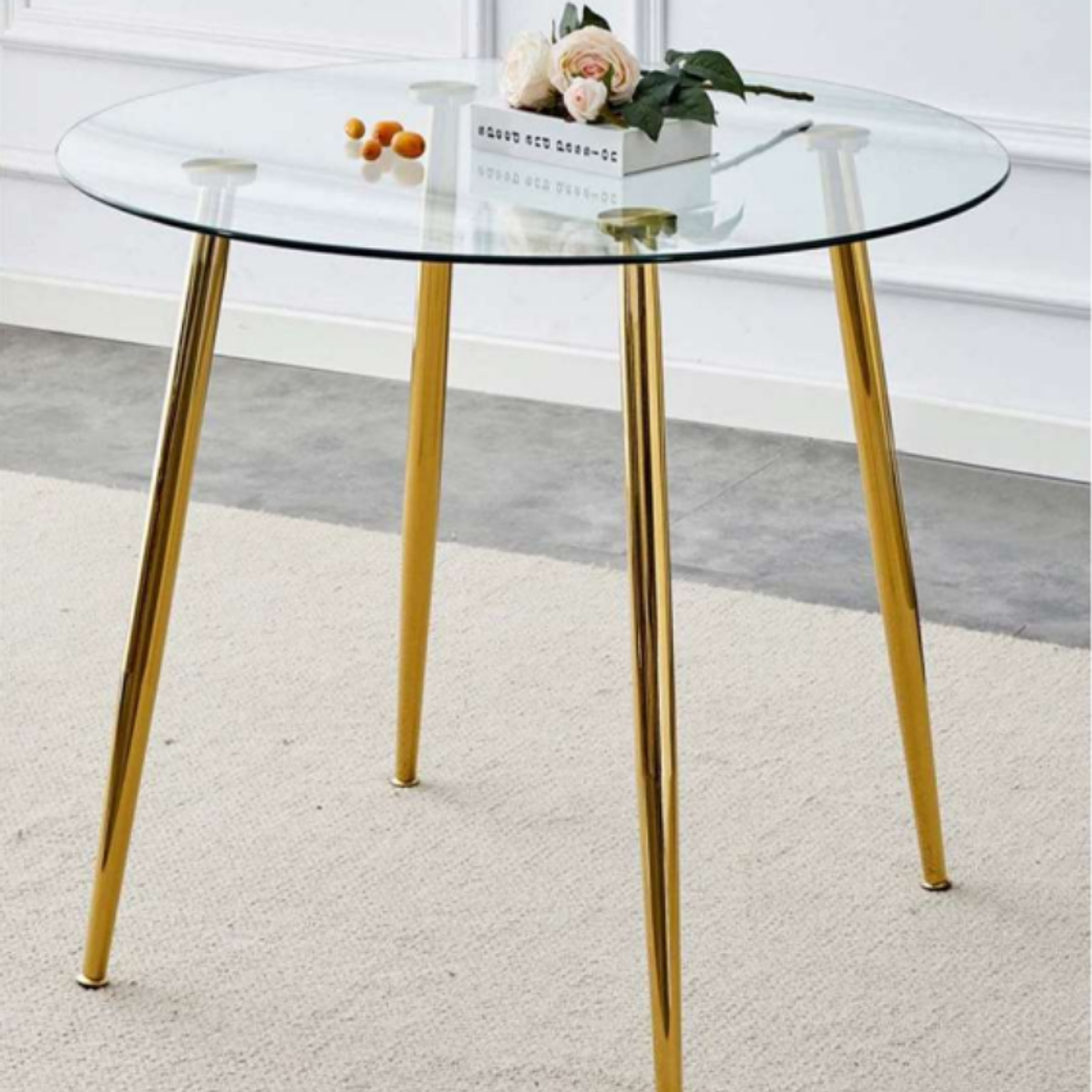 Mesa Lyon Gold redonda vidrio 80 cm 3