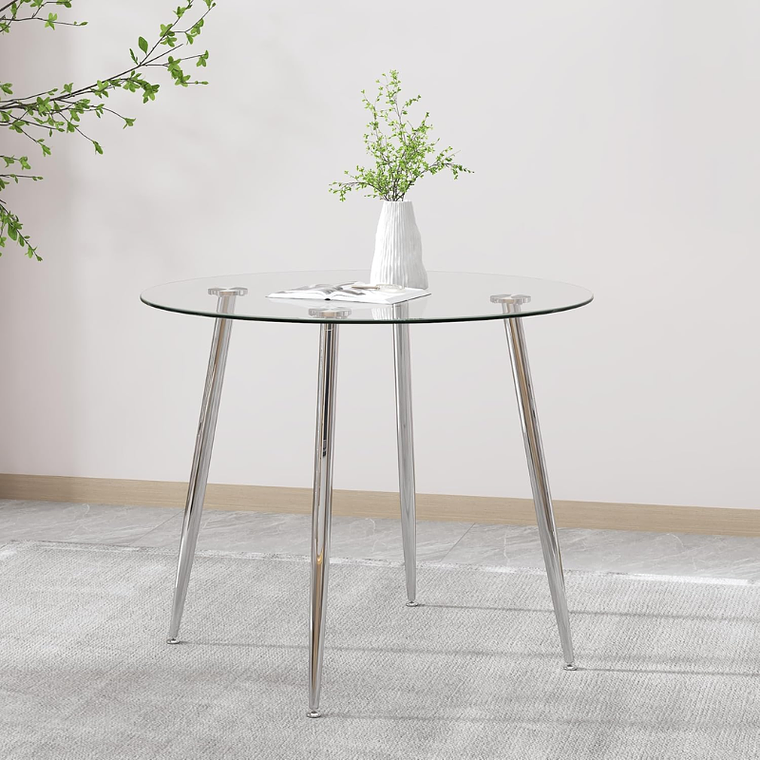 Mesa Lyon Silver redonda vidrio 120 cm 1