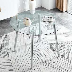 Mesa Lyon Silver redonda vidrio 100 cm