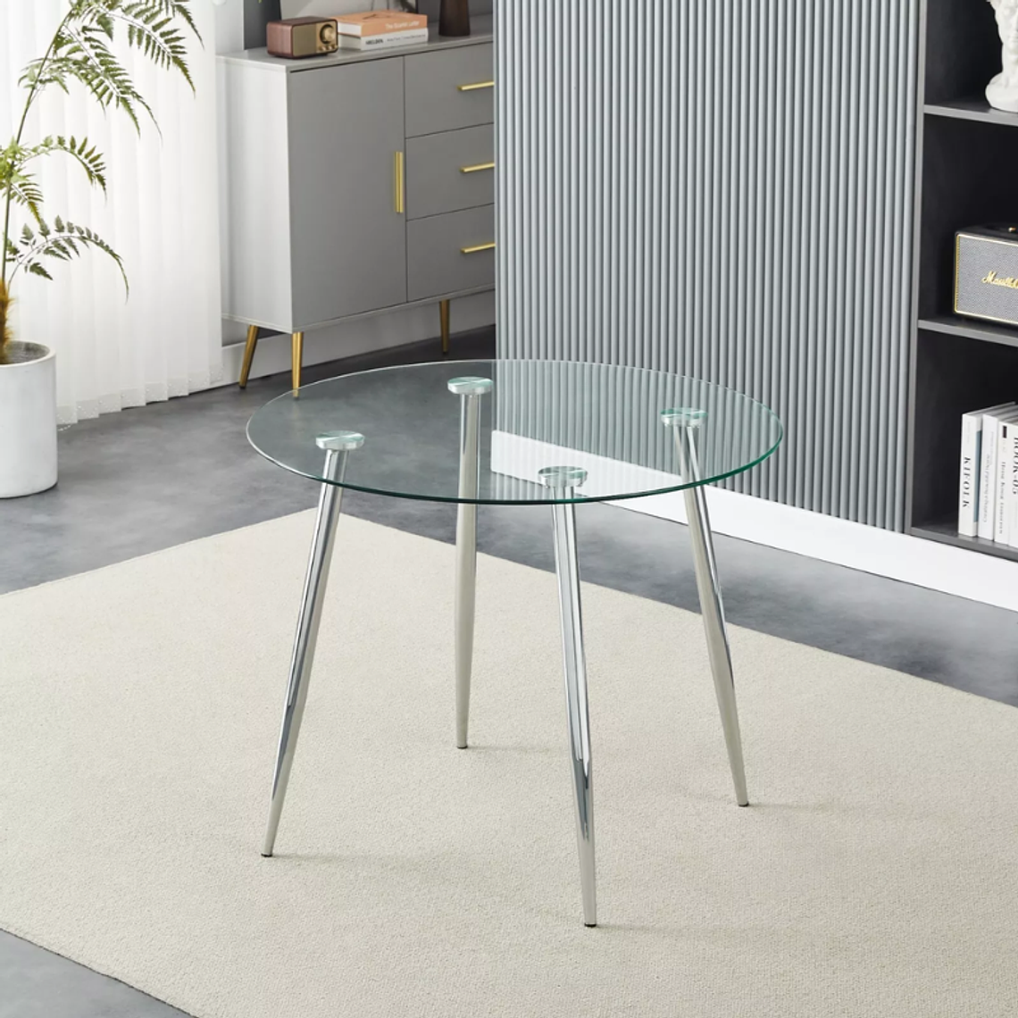 Mesa Lyon Silver redonda vidrio 100 cm 3