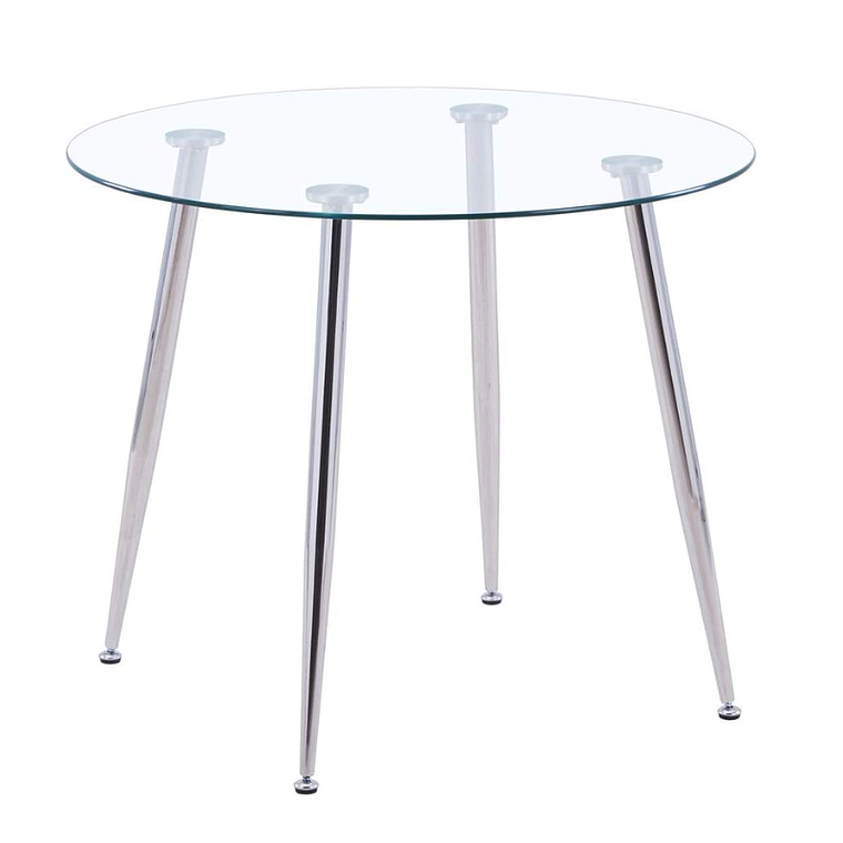 Comedor Silver redondo vidrio 100 cm con 4 sillas tulip 7