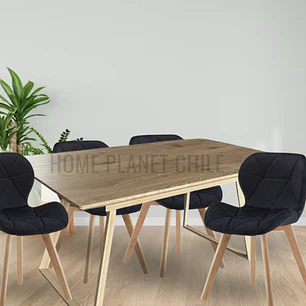 Comedor Thun Expandible rectangular con 4 Sillas Radar Velvet