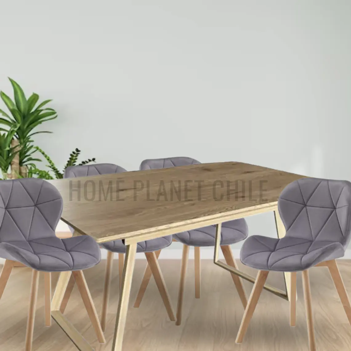 Comedor Thun Expandible rectangular con 4 Sillas Radar Velvet 1