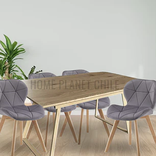 Comedor Thun Expandible rectangular con 4 Sillas Radar Velvet