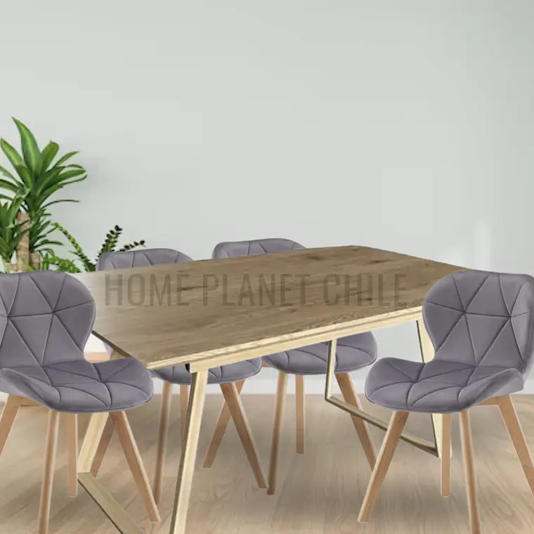 Comedor Thun Expandible rectangular con 4 Sillas Radar Velvet 1