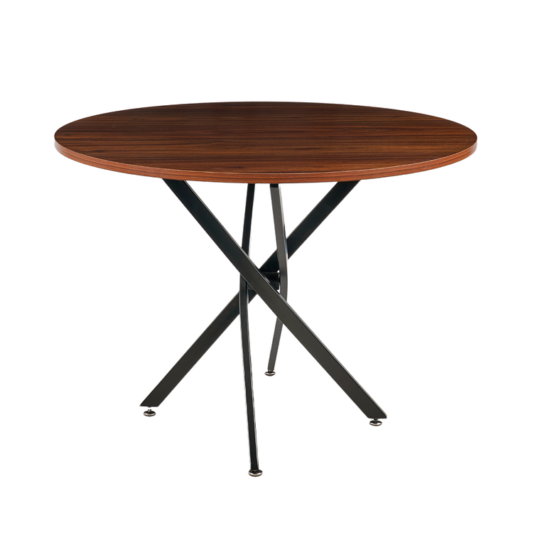 Mesa de comedor redonda enrejada 100 cm Madera Oscura Walnut 3