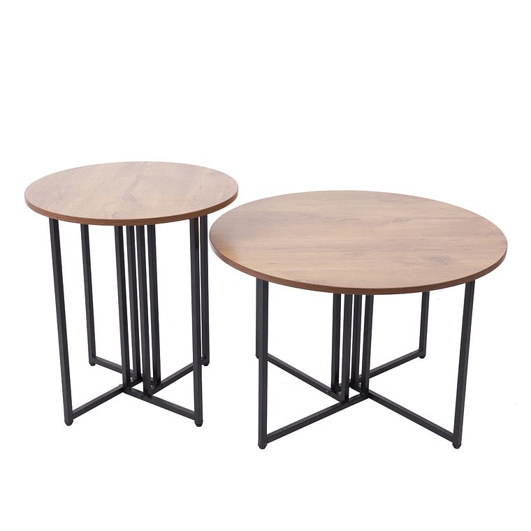Pack de 2 mesas de centro redondas - Madera Clara 3