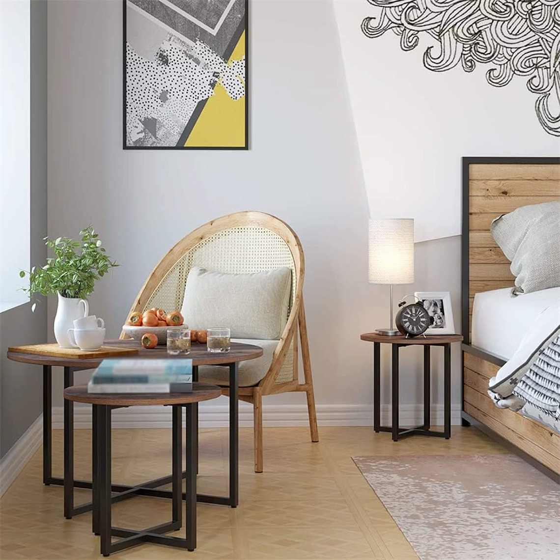 Pack de 2 mesas de centro redondas - Madera Clara 4