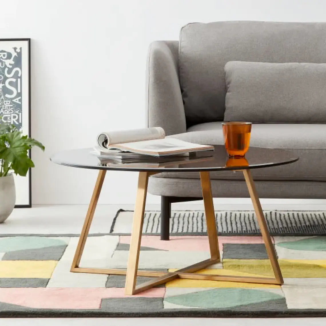 Mesa de Centro para Living de Vidrio y Metal 80cm 5