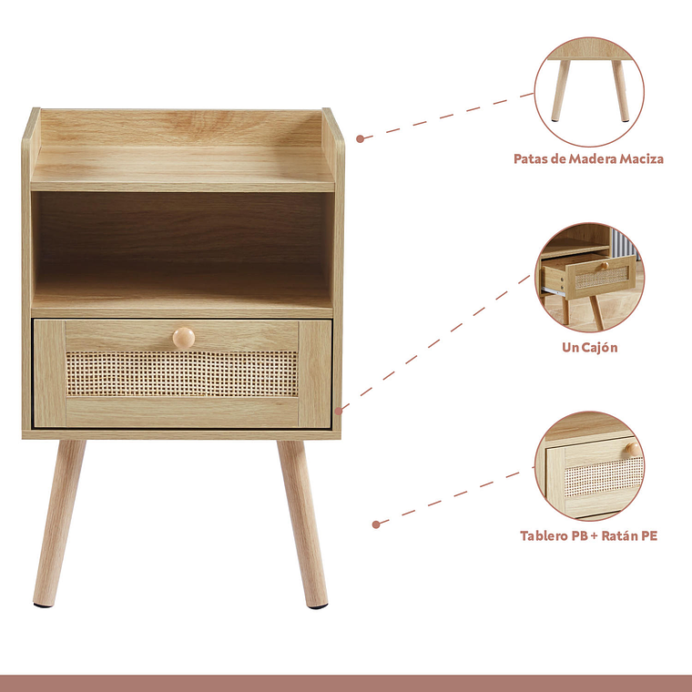 Pack de 2 Veladores Mesh Rattan con Cajon y Espacio 3