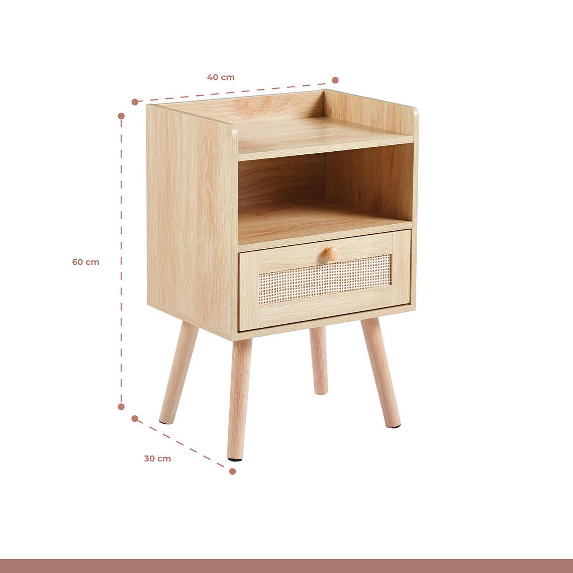 Pack de 2 Veladores Mesh Rattan con Cajon y Espacio 4