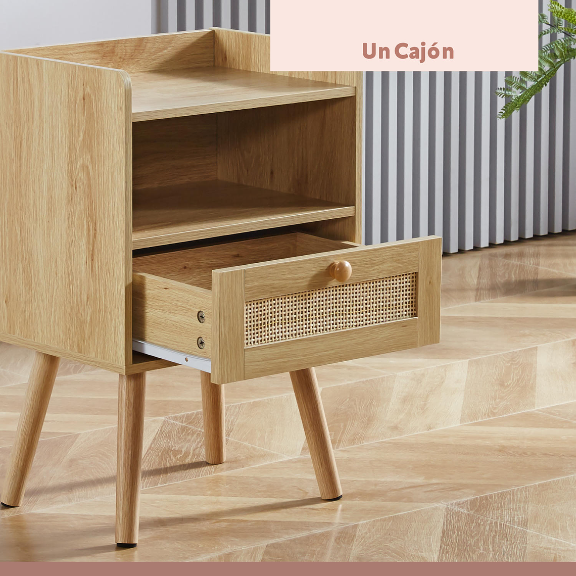 Pack de 2 Veladores Mesh Rattan con Cajon y Espacio 6