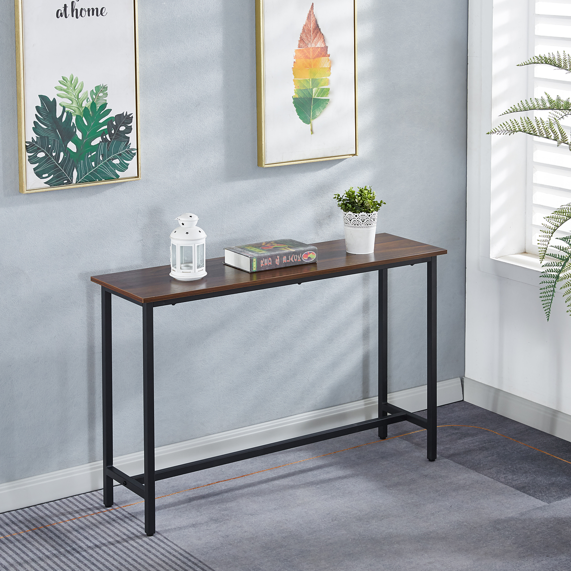 Mesa de Arrimo o Bar Alta Rustik 120 cm l Madera Oscura Walnut 1