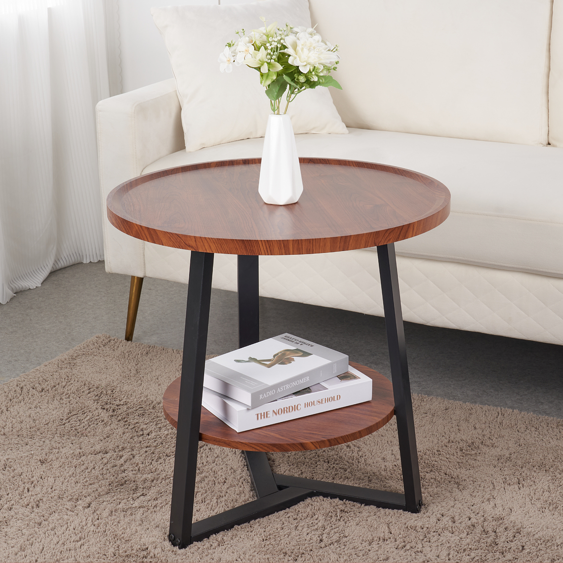 Mesa de centro trabajo y cafe - Madera Oscura Walnut 1