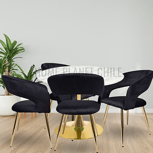 Comedor Lincoln Gold redondo mármol 80 cm con 4 Sitiales Siena Gold