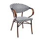 Silla Bistro Parisina Rattan con reposabrazos - Blanca con negro - Miniatura 2