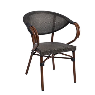 Silla Bistro Parisina Textileno con reposabrazos - Café Oscuro