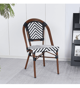 Silla Bistro Parisina Rattan - Blanca con negro