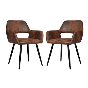 Pack 2 Butacas Burgos Ecocuero Vintage Café Oscuro