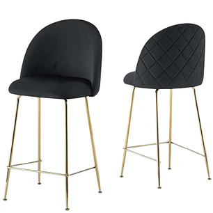 Pack 2 Taburetes Pisos Bar Breda Gold Velvet 66 cm