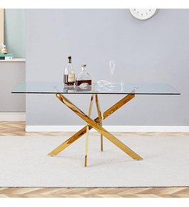 Mesa Emiratos Gold rectangular vidrio 120x80 cm