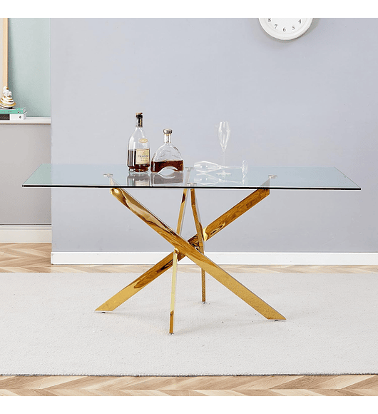 Mesa Emiratos Gold rectangular vidrio 120x80 cm