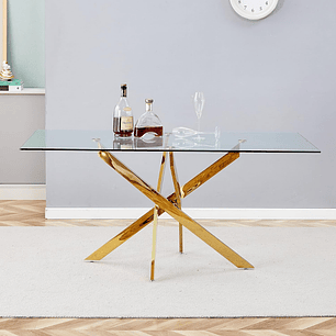 Mesa Emiratos Gold rectangular vidrio 120x80 cm