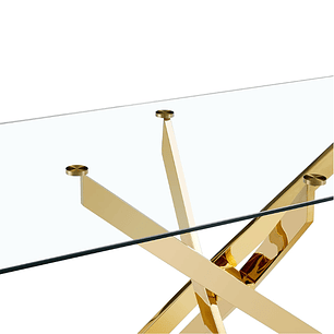 Mesa Emiratos Gold cuadrada vidrio 100x100 cm