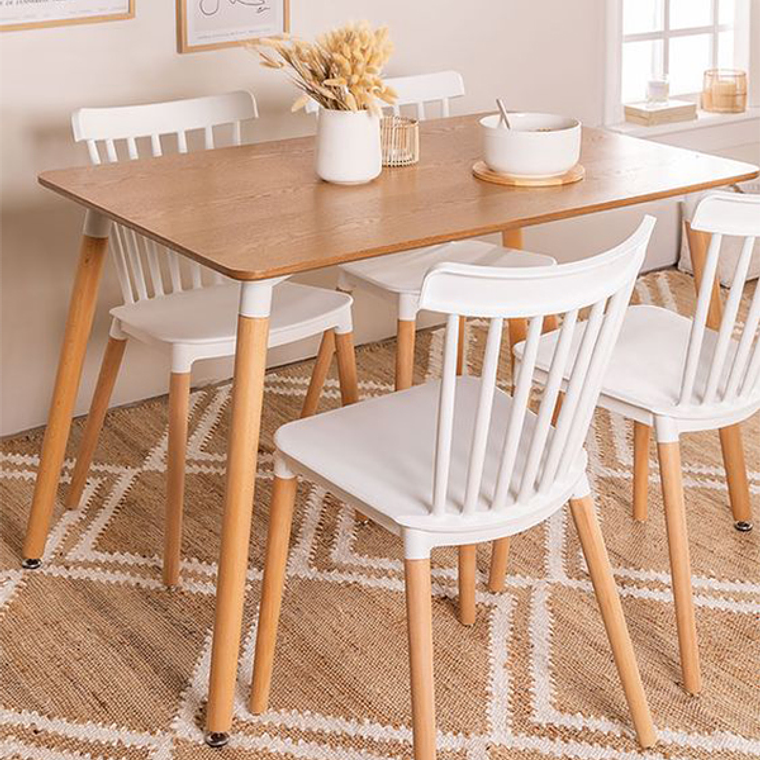 Comedor León rectangular color madera 130x80 cm con 4 Sillas Windsor 1