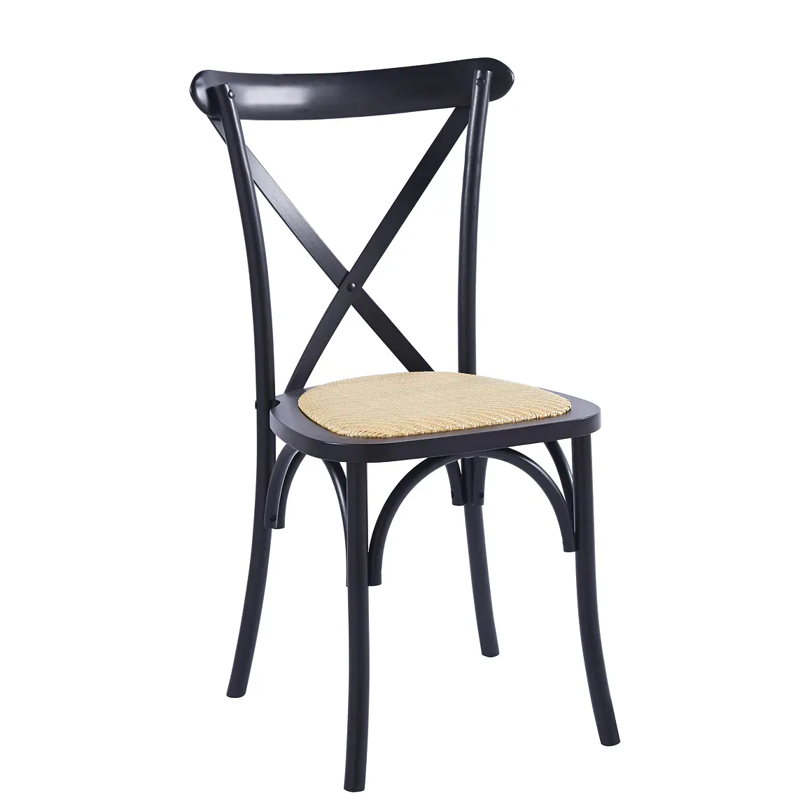 Pack 6 Sillas Crossback Danubio madera rattan negras 3