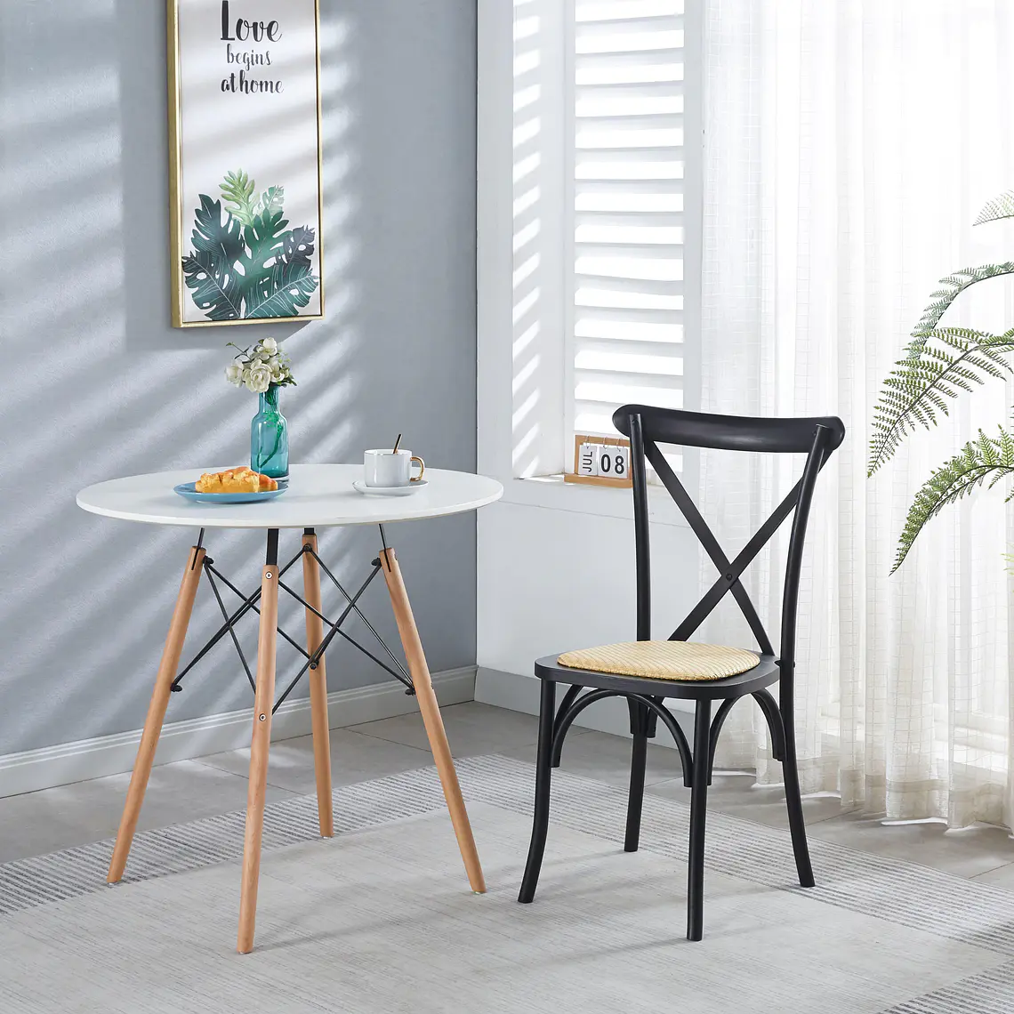 Pack 6 Sillas Crossback Danubio madera rattan negras 6