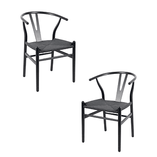 Pack 2 Sillas Wishbone madera negra e hilo de cuerda negro