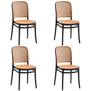 Pack 4 Sillas Lombardía de Polipropileno - Negra